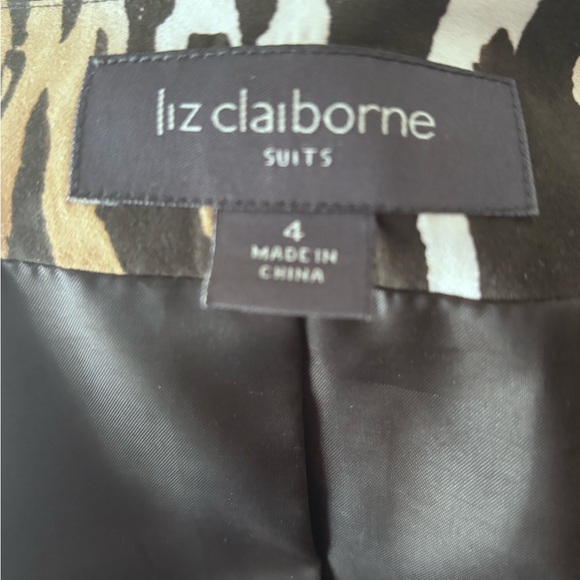 Animal print office siren suit jacket blouse sz 4 Mob Wife Liz Claiborne - Picture 11 of 12
